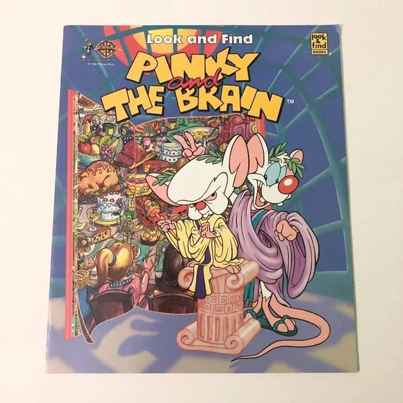 Vintage 1996 Pinky and The  Brain Look and Find Book Warner Bros Softcover - Picture 1 of 15